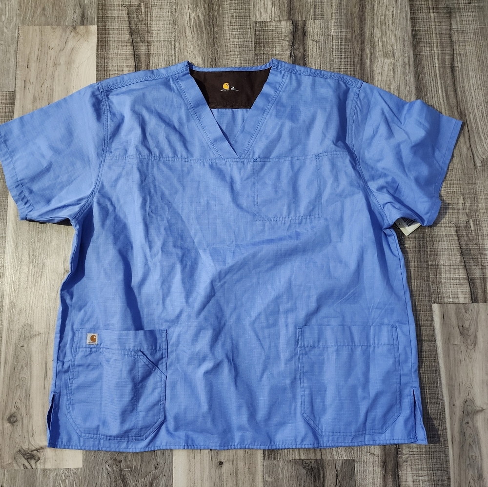 Carhartt Men's Blue V-Neck Work Scrub Top